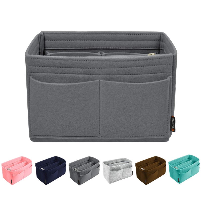 OMYSTYLE Darkgrey Large Organizer Insert, Felt Tote Bag Organizer Insert with 5 Sizes, Handbag Dividers for Inside Purse, Compatible with Longchamp, Neverful, Speedy and More - Image 1